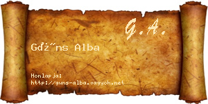 Güns Alba névjegykártya